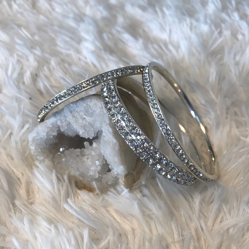 Silver Crystal Bangles
